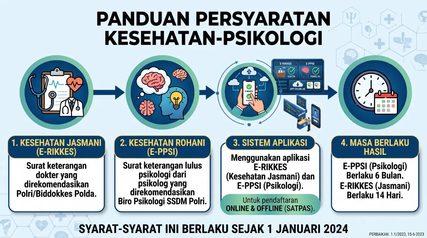 Poster panduan persyaratan kesehatan dan psikologi