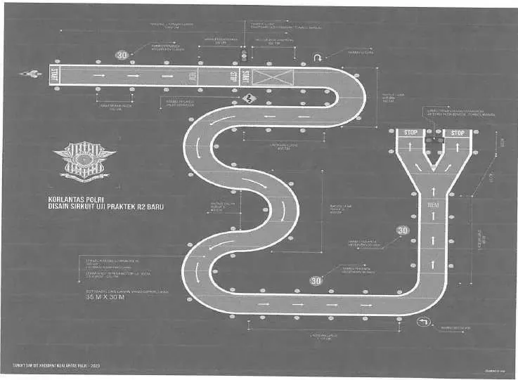 Gambar resmi desain sirkuit uji praktik R2 baru, lampiran Kep/105/VIII/2023